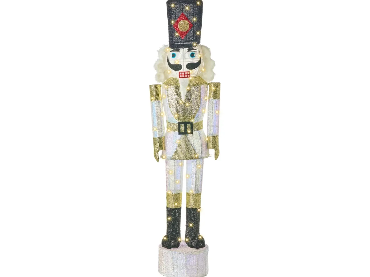 Beliani Decorazione per esterni LED STOROVAN Schiaccianoci 152 cm Bianco/Oro Bianco Oro Nero