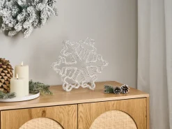 Discount Beliani Decorazione per esterni LED SILVERAN Fiocco di neve 28 cm Bianco