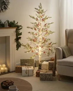 Online Beliani Decorazione per esterni LED VASSLEN Albero di Natale 160 cm Bianco Bianco Rosso Verde