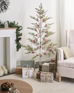 Online Beliani Decorazione per esterni LED VASSLEN Albero di Natale 160 cm Bianco Bianco Rosso Verde