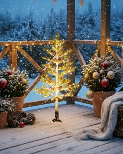Online Beliani Decorazione per esterni LED VASSLEN Albero di Natale 160 cm Bianco Bianco Rosso Verde