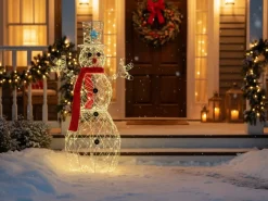 Clearance Beliani Decorazione per esterni LED VASMAN Pupazzo di neve 93 cm Bianco