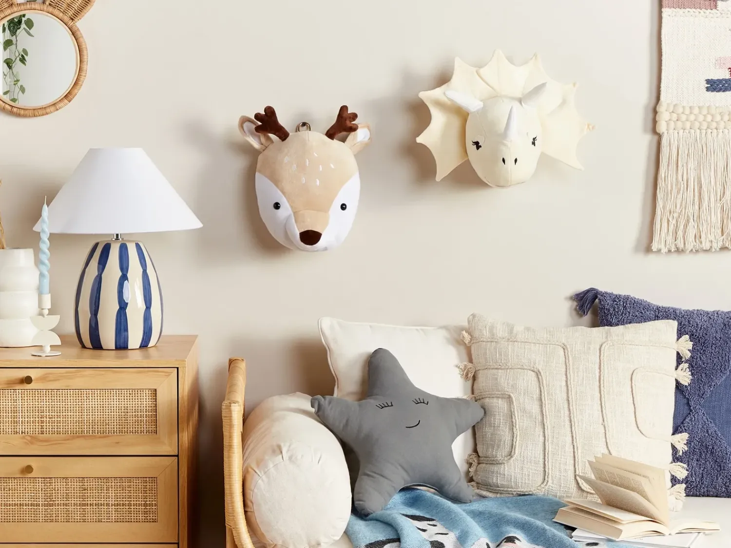 Online Beliani Decorazioni da Parete Cameretta Cervo BAMBI 30 cm Beige Beige Bianco Marrone