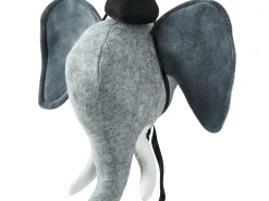 Discount Beliani Decorazioni da Parete Cameretta Elefante BADOU Cotone 36 cm Grigio Bianco Grigio Nero