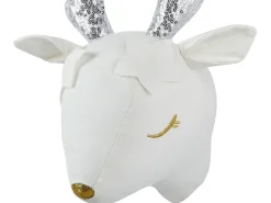 Discount Beliani Decorazioni da Parete Cameretta Capriolo SUZY Cotone 29 cm Bianco Argento Bianco Oro