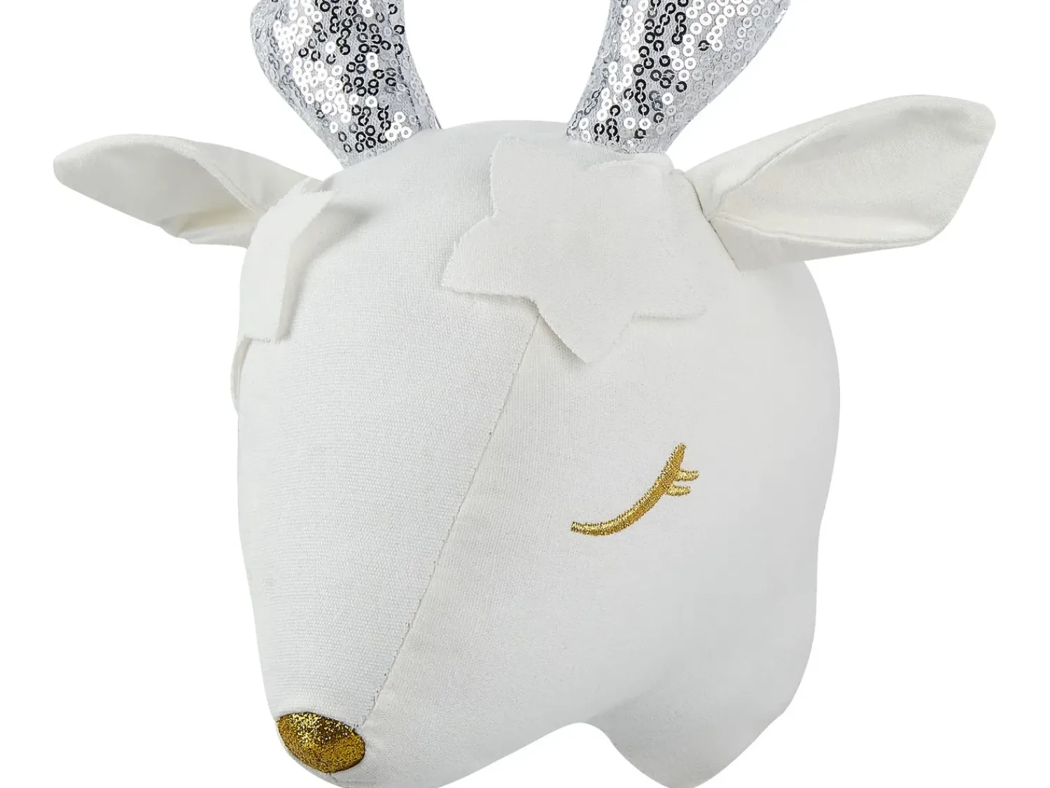 Discount Beliani Decorazioni da Parete Cameretta Capriolo SUZY Cotone 29 cm Bianco Argento Bianco Oro