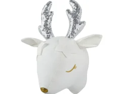 Discount Beliani Decorazioni da Parete Cameretta Capriolo SUZY Cotone 29 cm Bianco Argento Bianco Oro