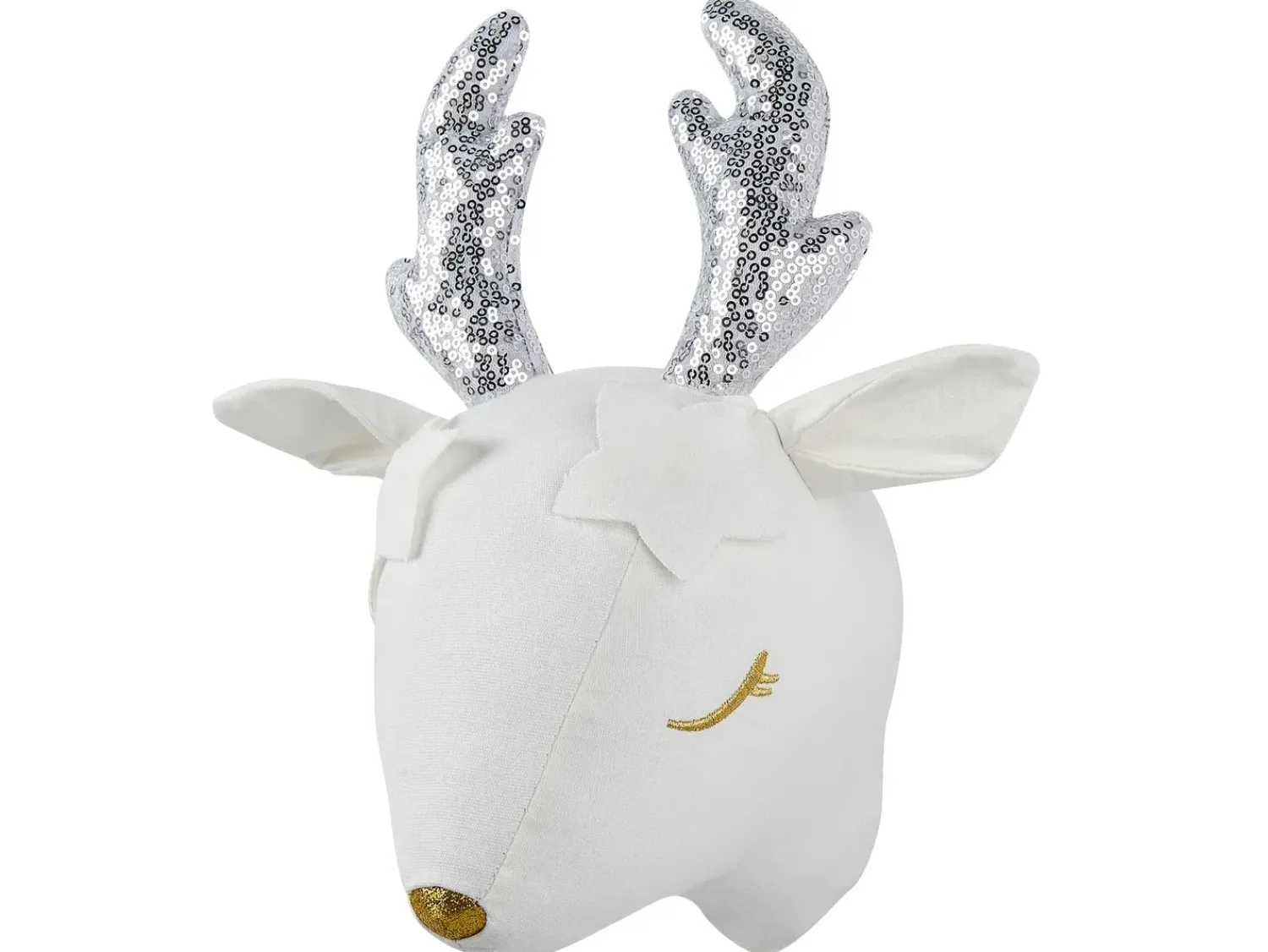 Discount Beliani Decorazioni da Parete Cameretta Capriolo SUZY Cotone 29 cm Bianco Argento Bianco Oro