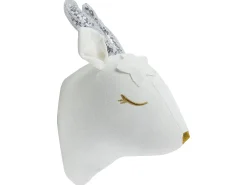 Discount Beliani Decorazioni da Parete Cameretta Capriolo SUZY Cotone 29 cm Bianco Argento Bianco Oro