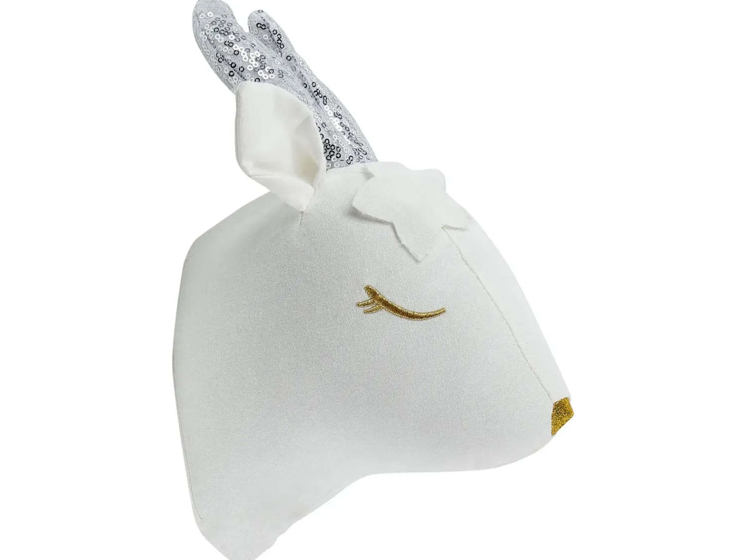 Discount Beliani Decorazioni da Parete Cameretta Capriolo SUZY Cotone 29 cm Bianco Argento Bianco Oro