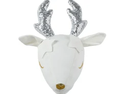 Discount Beliani Decorazioni da Parete Cameretta Capriolo SUZY Cotone 29 cm Bianco Argento Bianco Oro