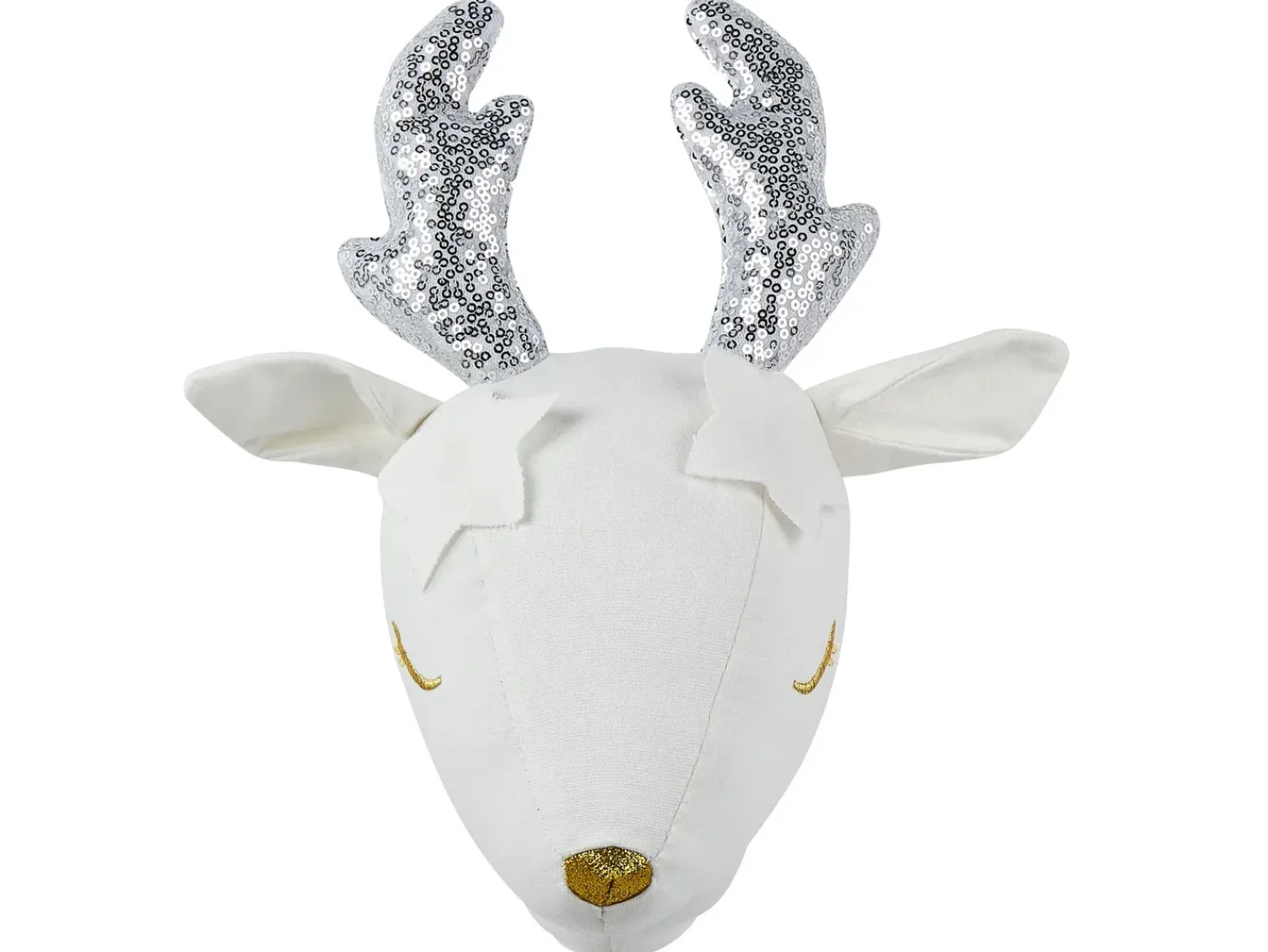 Discount Beliani Decorazioni da Parete Cameretta Capriolo SUZY Cotone 29 cm Bianco Argento Bianco Oro