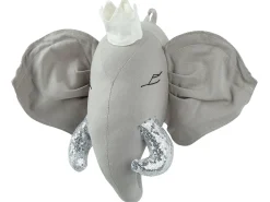 Discount Beliani Decorazioni da Parete Cameretta Elefante TANTOR Cotone 33 cm Grigio Argento Bianco Grigio
