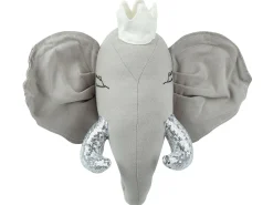 Discount Beliani Decorazioni da Parete Cameretta Elefante TANTOR Cotone 33 cm Grigio Argento Bianco Grigio