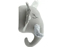 Discount Beliani Decorazioni da Parete Cameretta Elefante TANTOR Cotone 33 cm Grigio Argento Bianco Grigio