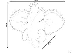 Discount Beliani Decorazioni da Parete Cameretta Elefante TANTOR Cotone 33 cm Grigio Argento Bianco Grigio