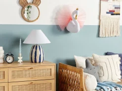 Best Beliani Decorazioni da Parete Cameretta Cigno ODETTA Cotone 32 cm Bianco Bianco Oro Rosa