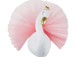 Best Beliani Decorazioni da Parete Cameretta Cigno ODETTA Cotone 32 cm Bianco Bianco Oro Rosa