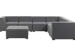 Discount Beliani Divano angolare da giardino con pouf 7 posti AREZZO Modulare Grigio Grigio Nero