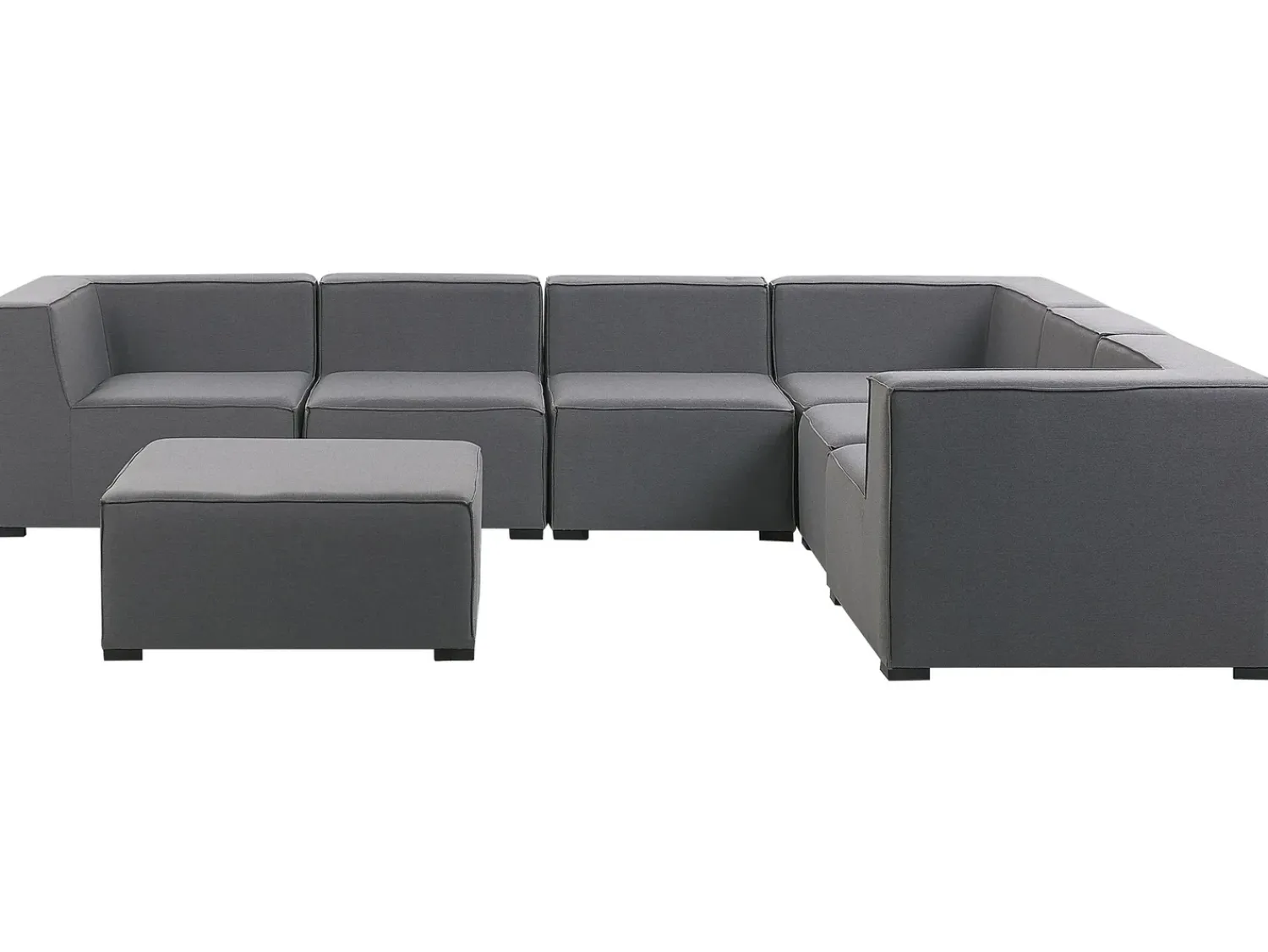 Discount Beliani Divano angolare da giardino con pouf 7 posti AREZZO Modulare Grigio Grigio Nero