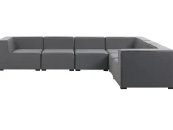 Discount Beliani Divano angolare da giardino con pouf 7 posti AREZZO Modulare Grigio Grigio Nero