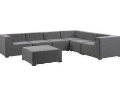 Discount Beliani Divano angolare da giardino con pouf 7 posti AREZZO Modulare Grigio Grigio Nero