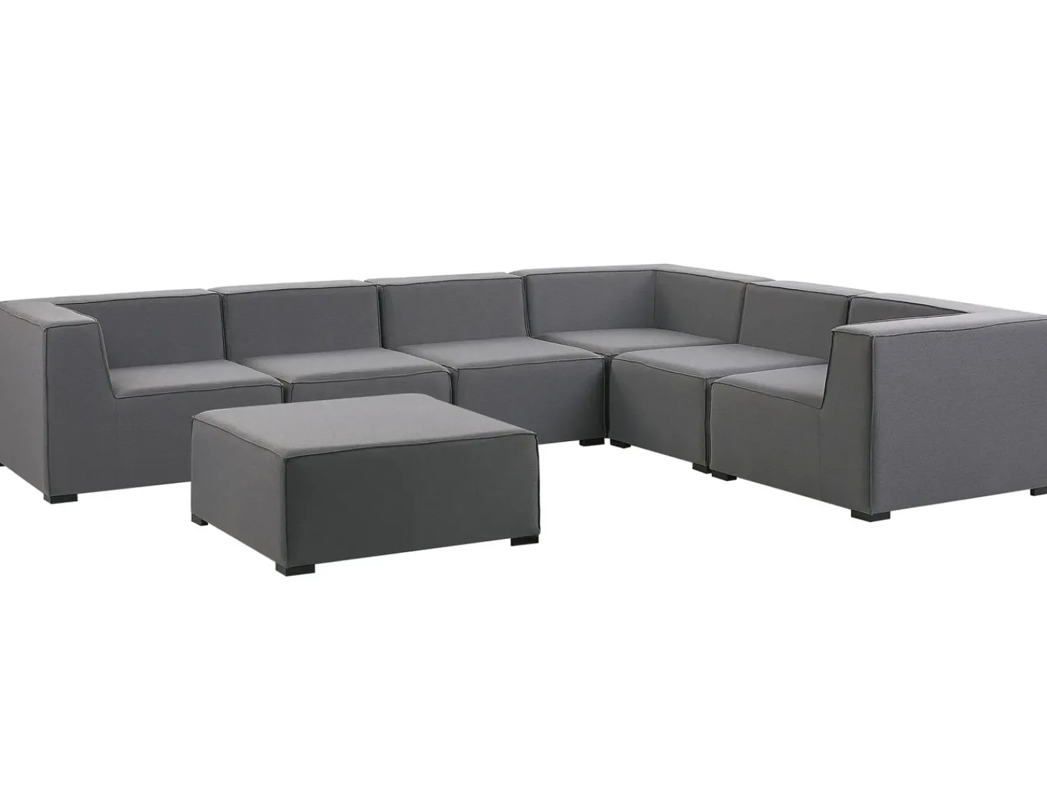 Discount Beliani Divano angolare da giardino con pouf 7 posti AREZZO Modulare Grigio Grigio Nero