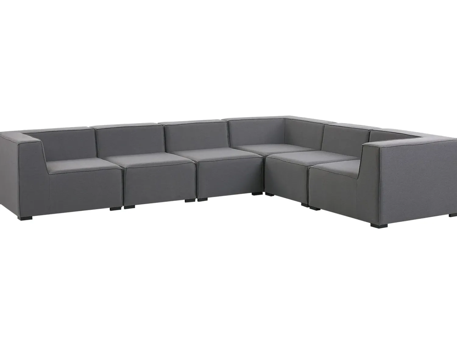 Discount Beliani Divano angolare da giardino con pouf 7 posti AREZZO Modulare Grigio Grigio Nero