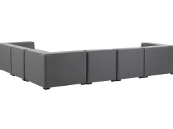 Discount Beliani Divano angolare da giardino con pouf 7 posti AREZZO Modulare Grigio Grigio Nero