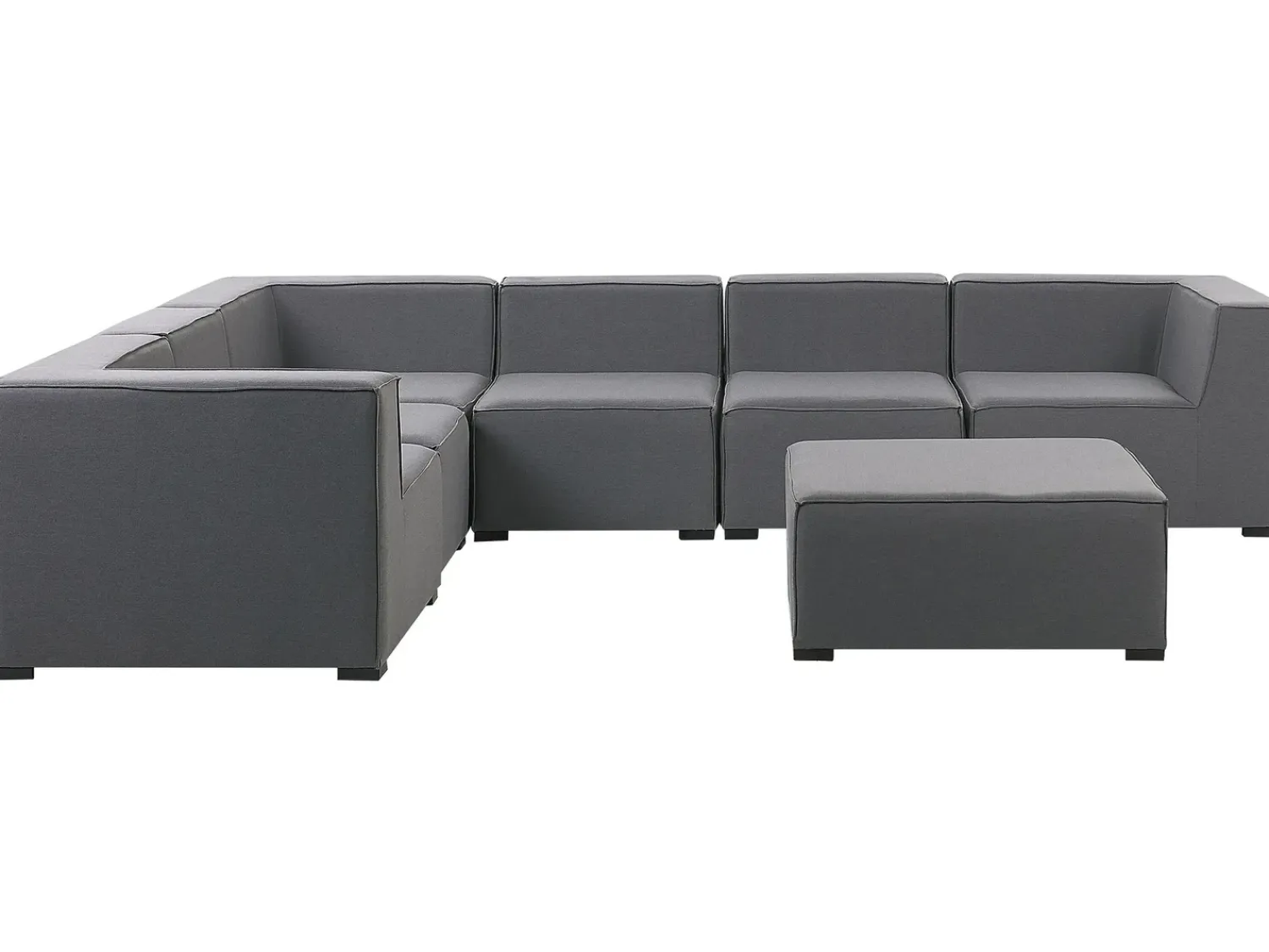 Discount Beliani Divano angolare da giardino con pouf 7 posti AREZZO Modulare Grigio Grigio Nero