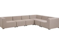 Clearance Beliani Divano angolare da giardino con pouf 7 posti AREZZO Modulare Beige Beige Nero