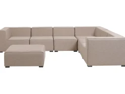 Clearance Beliani Divano angolare da giardino con pouf 7 posti AREZZO Modulare Beige Beige Nero