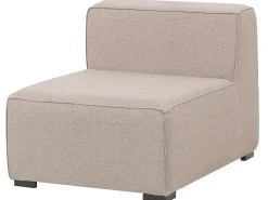 Clearance Beliani Divano angolare da giardino con pouf 7 posti AREZZO Modulare Beige Beige Nero