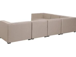 Clearance Beliani Divano angolare da giardino con pouf 7 posti AREZZO Modulare Beige Beige Nero