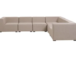 Clearance Beliani Divano angolare da giardino con pouf 7 posti AREZZO Modulare Beige Beige Nero