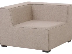 Clearance Beliani Divano angolare da giardino con pouf 7 posti AREZZO Modulare Beige Beige Nero