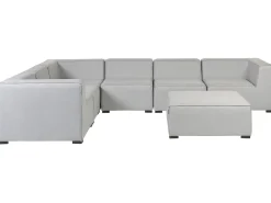Outlet Beliani Divano angolare da giardino con pouf 7 posti AREZZO Modulare Grigio chiaro Grigio Nero