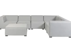 Outlet Beliani Divano angolare da giardino con pouf 7 posti AREZZO Modulare Grigio chiaro Grigio Nero