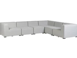 Outlet Beliani Divano angolare da giardino con pouf 7 posti AREZZO Modulare Grigio chiaro Grigio Nero