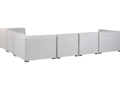 Outlet Beliani Divano angolare da giardino con pouf 7 posti AREZZO Modulare Grigio chiaro Grigio Nero