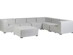 Outlet Beliani Divano angolare da giardino con pouf 7 posti AREZZO Modulare Grigio chiaro Grigio Nero