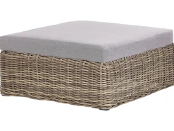 Sale Beliani Divano angolare da giardino con pouf 6 posti PALERMO Modulare Rattan sintetico (PE) Marrone chiaro Marrone Grigio
