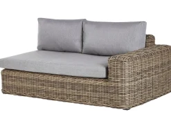 Sale Beliani Divano angolare da giardino con pouf 6 posti PALERMO Modulare Rattan sintetico (PE) Marrone chiaro Marrone Grigio