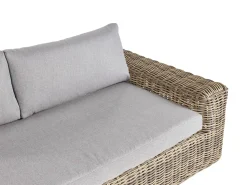 Sale Beliani Divano angolare da giardino con pouf 6 posti PALERMO Modulare Rattan sintetico (PE) Marrone chiaro Marrone Grigio