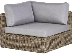 Sale Beliani Divano angolare da giardino con pouf 6 posti PALERMO Modulare Rattan sintetico (PE) Marrone chiaro Marrone Grigio