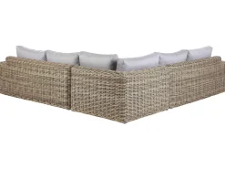 Sale Beliani Divano angolare da giardino con pouf 6 posti PALERMO Modulare Rattan sintetico (PE) Marrone chiaro Marrone Grigio