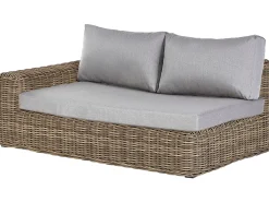 Sale Beliani Divano angolare da giardino con pouf 6 posti PALERMO Modulare Rattan sintetico (PE) Marrone chiaro Marrone Grigio