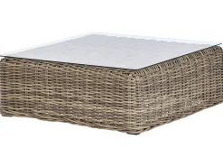 Sale Beliani Divano angolare da giardino con pouf 6 posti PALERMO Modulare Rattan sintetico (PE) Marrone chiaro Marrone Grigio