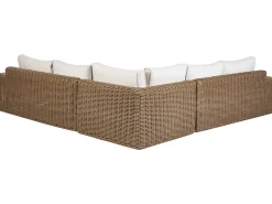 Sale Beliani Divano angolare da giardino con pouf 6 posti PALERMO Modulare Rattan sintetico (PE) Marrone Bianco Marrone
