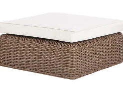 Sale Beliani Divano angolare da giardino con pouf 6 posti PALERMO Modulare Rattan sintetico (PE) Marrone Bianco Marrone